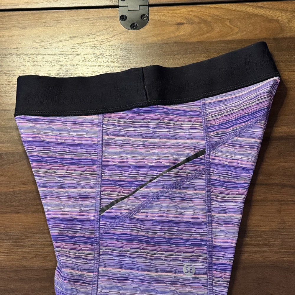 Girls Lululemon Purple Striped Athletic Shorts - Picture 3 of 11